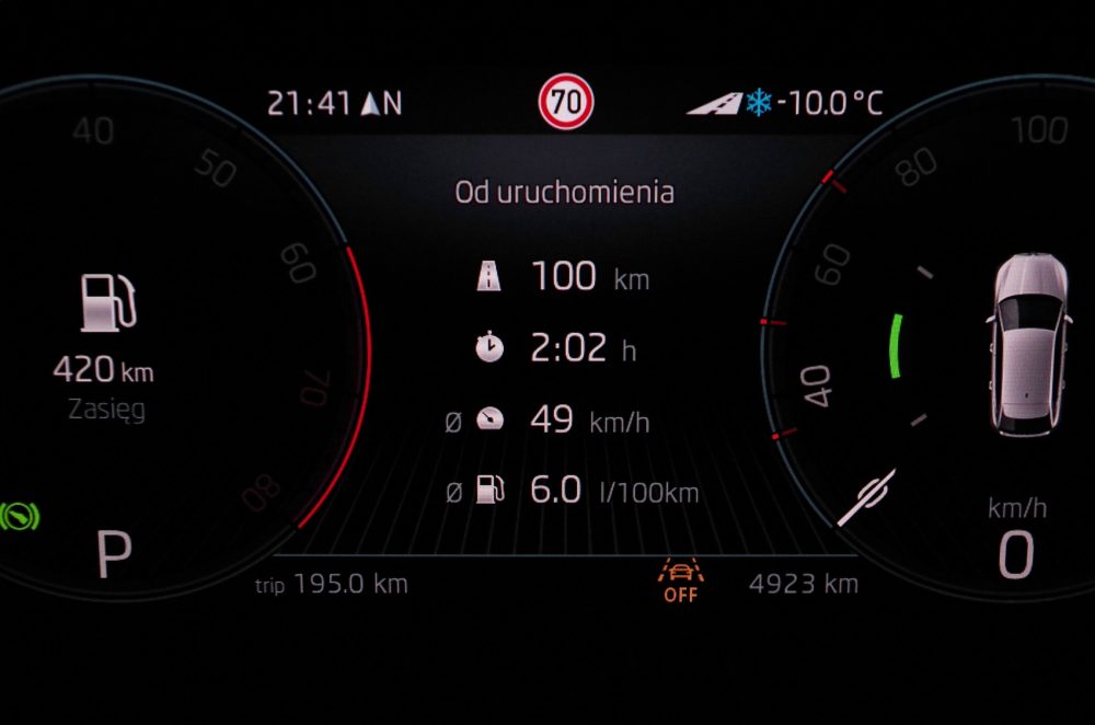 Skoda Scala 1.5 TSI 150 KM DSG Edition 130 średnie zużycie paliwa na trasie pomiarowej